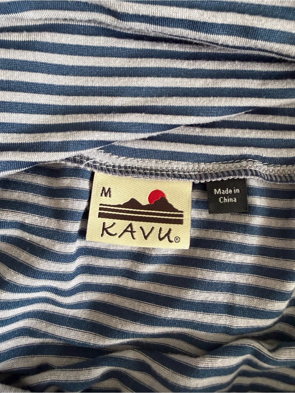 KAVU Blue White Striped Maxi Skirt Foldover Waist Size M